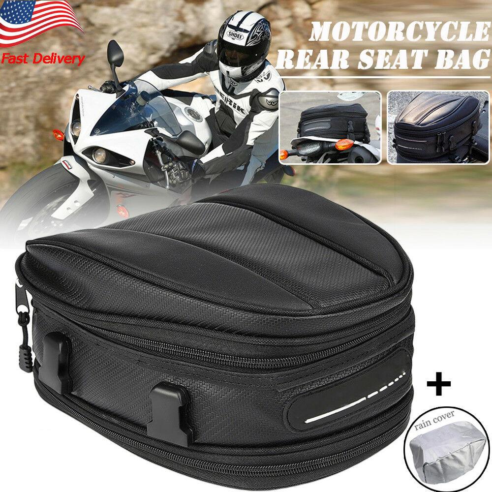 Motorcycle 10L Rear Tail Seat Back Saddle Helmet Waterproof Shoulder Carry Bag
