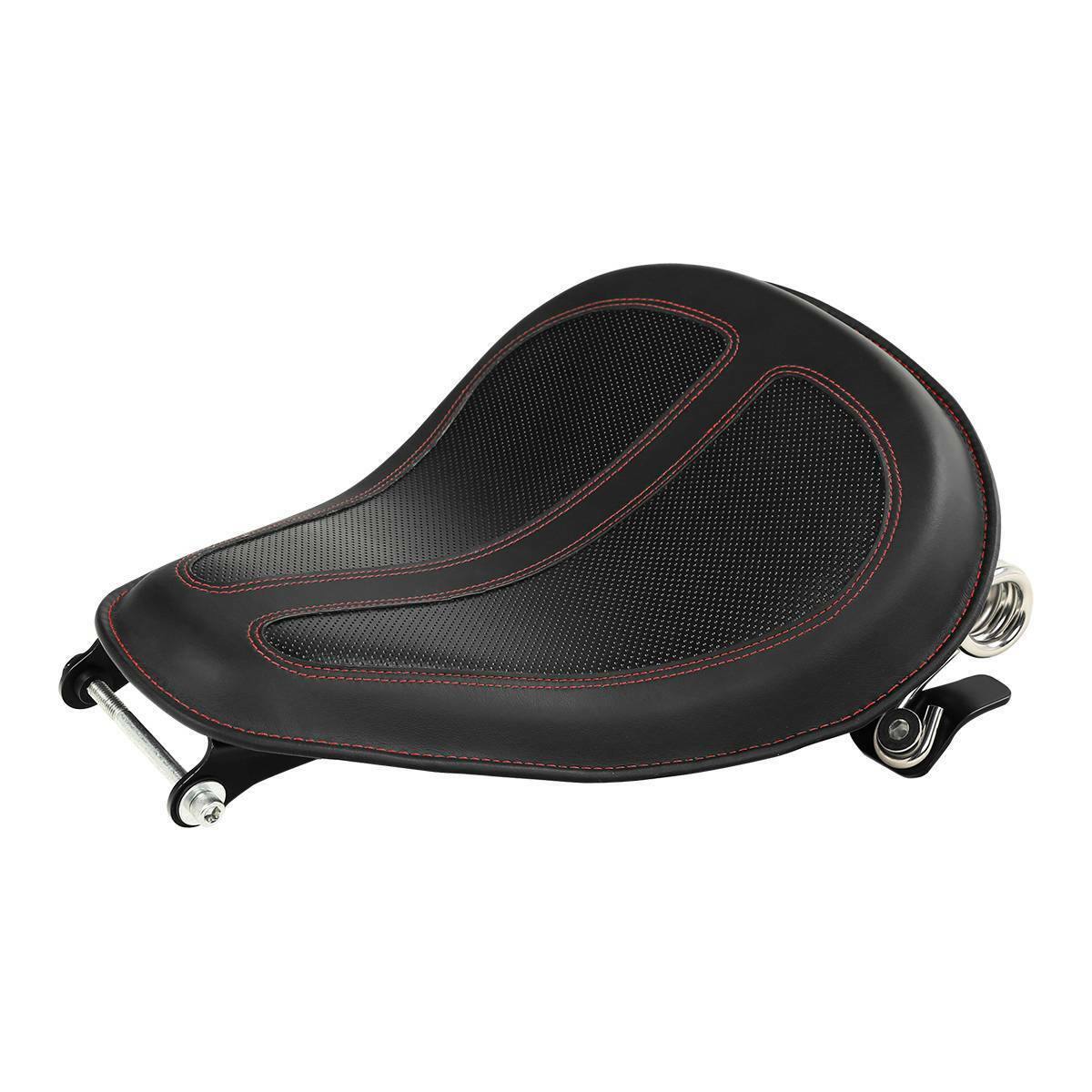 KEEPDSGN Black Leather Solo Spring Seat For Harley Sportster 883/1200 & Bobber Choppers