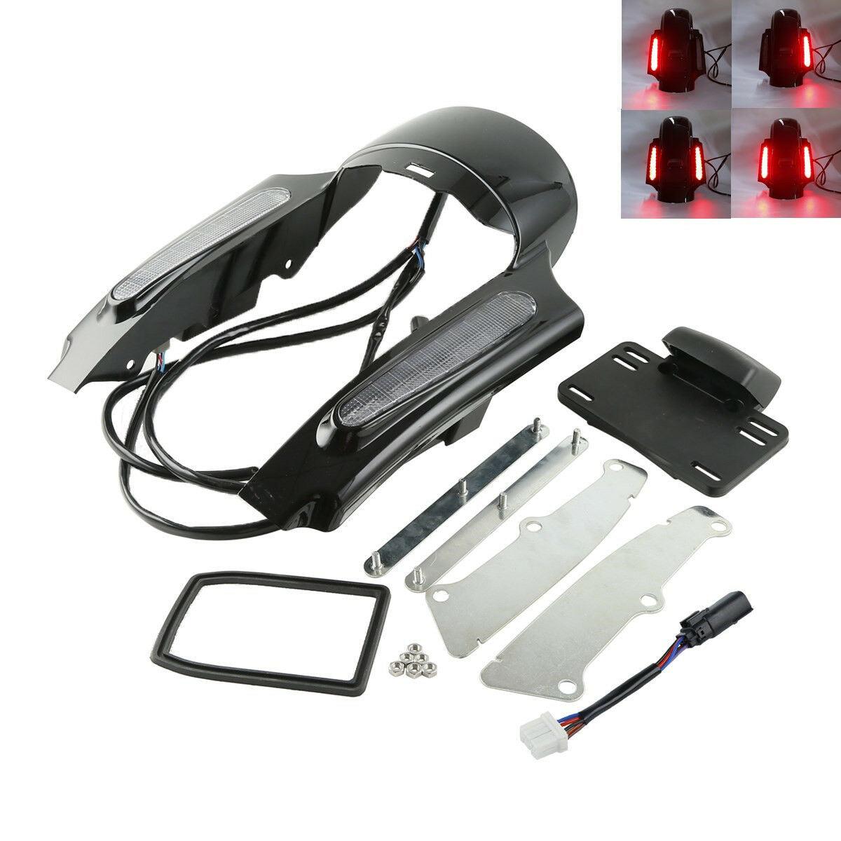 thumbnail image 2 of Rear Fender Extension With Smoked LED Lights For Harley Touring Street Glide 09-13 2 of 3