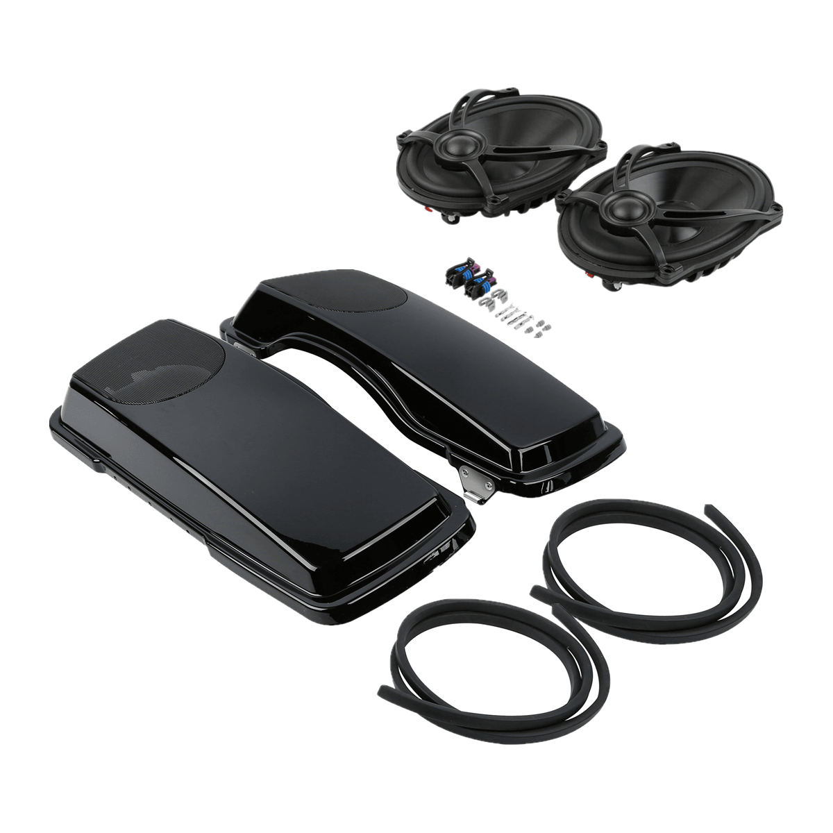 Vivid Black Saddlebag Lids 5x7''Speakers Fit For Harley Touring