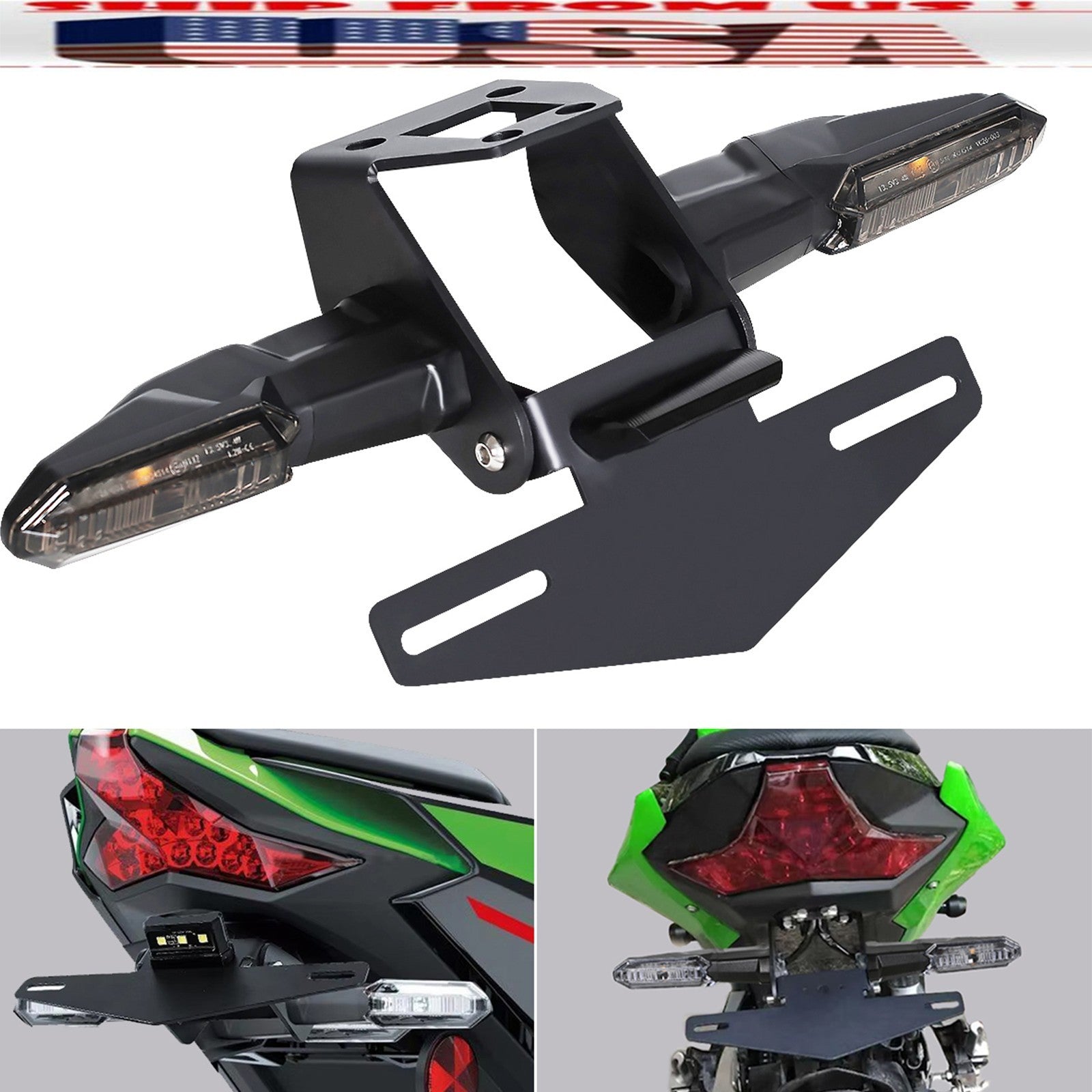 US Foldable REAR FENDER TAIL TIDY LED Turn Signal for NINJA 400 250 50 ...