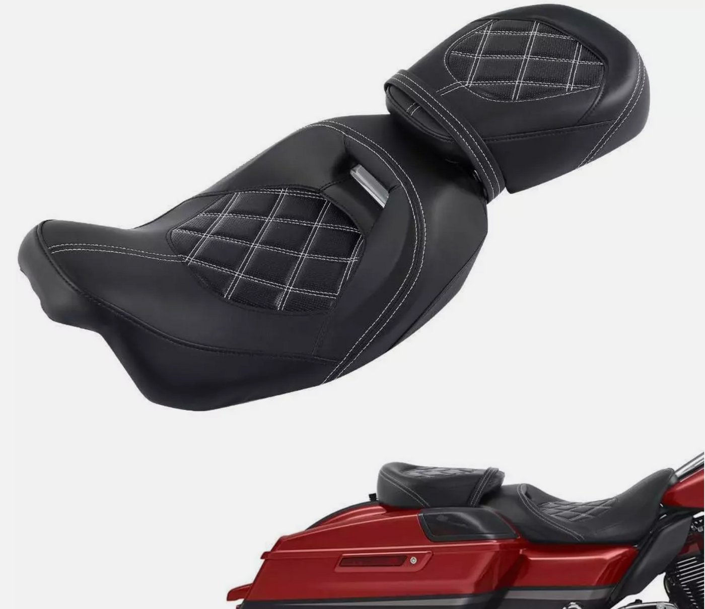 Low Profile Front Rear Driver Passenger Two-Up Seat Fit for Harley Touring