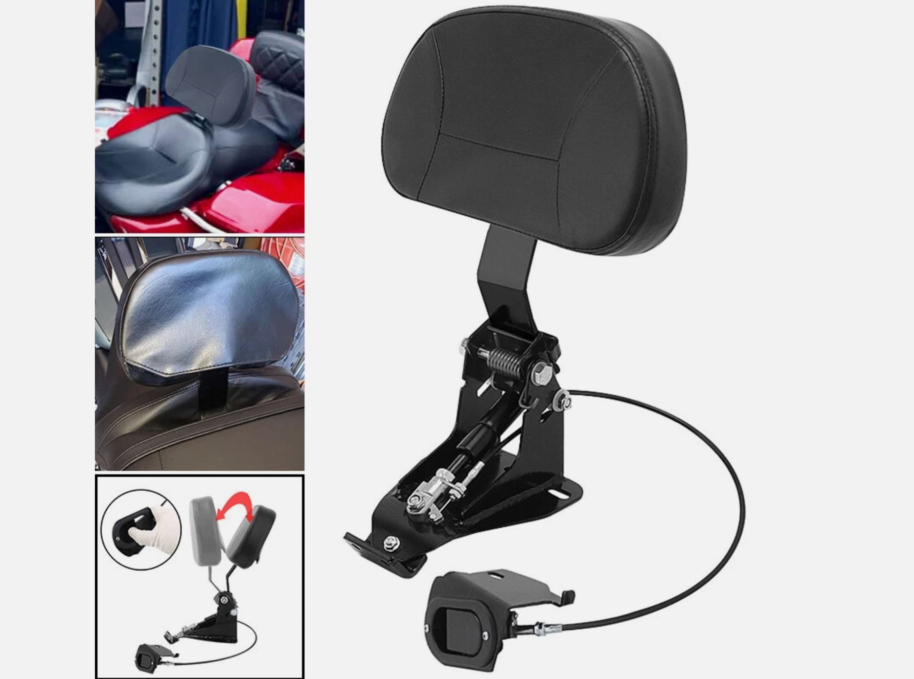 Adjustable Rider Backrest Pad with Mounting Kit for Harley Touring Mod ...