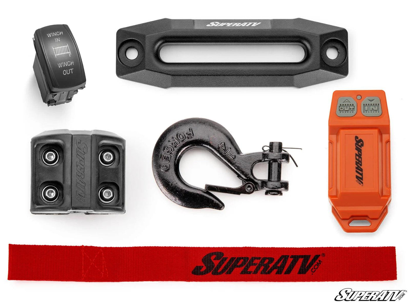 Product image of the included accessories that come with the winch for a Kawasaki Mule.