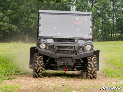 Front view of the ready fit winch on a Kawasaki Mule.