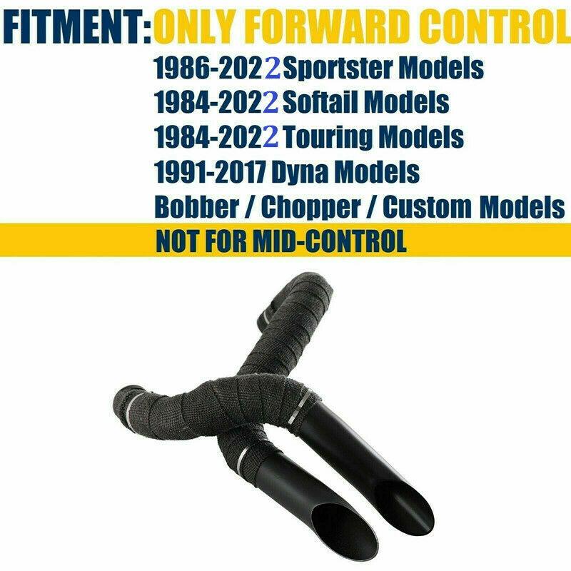 2" LAF Exhaust Pipes w/ Flange Kits for Harley Sportster Dyna Black Wrapped - Moto Life Products