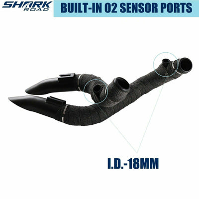 2" LAF Exhaust Pipes w/ Flange Kits for Harley Sportster Dyna Black Wrapped - Moto Life Products