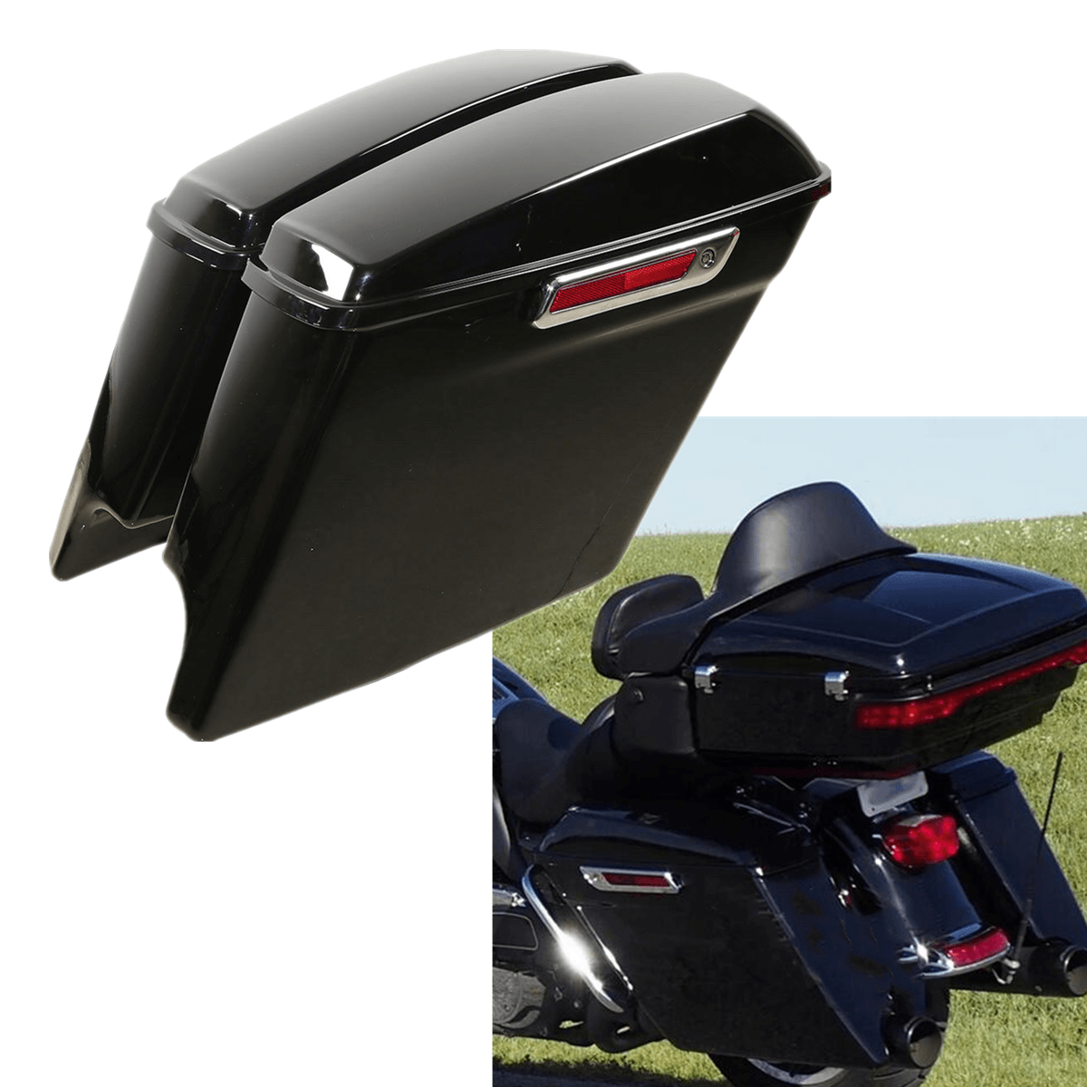5" Stretched Extended Saddlebags Saddle Bags For Harley Touring Road Glide 14-22 - Moto Life Products