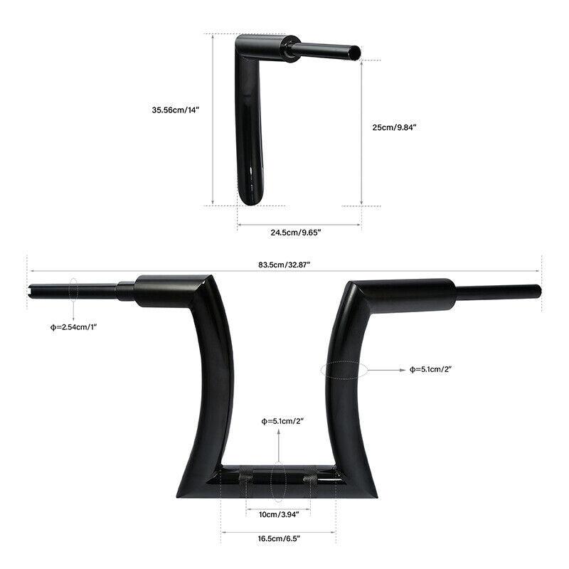 14" Rise 2'' Ape Hanger Handlebar Risers Fit For Harley Sportster Softail Black - Moto Life Products