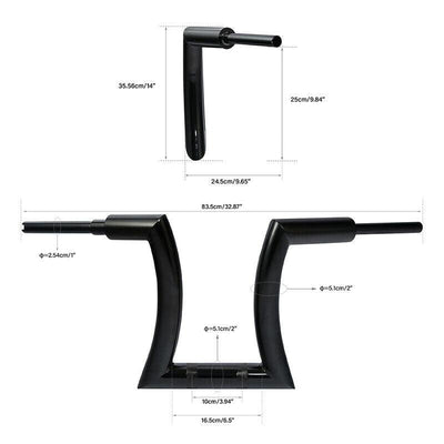 14" Rise 2'' Ape Hanger Handlebar Risers Fit For Harley Sportster Softail Black - Moto Life Products