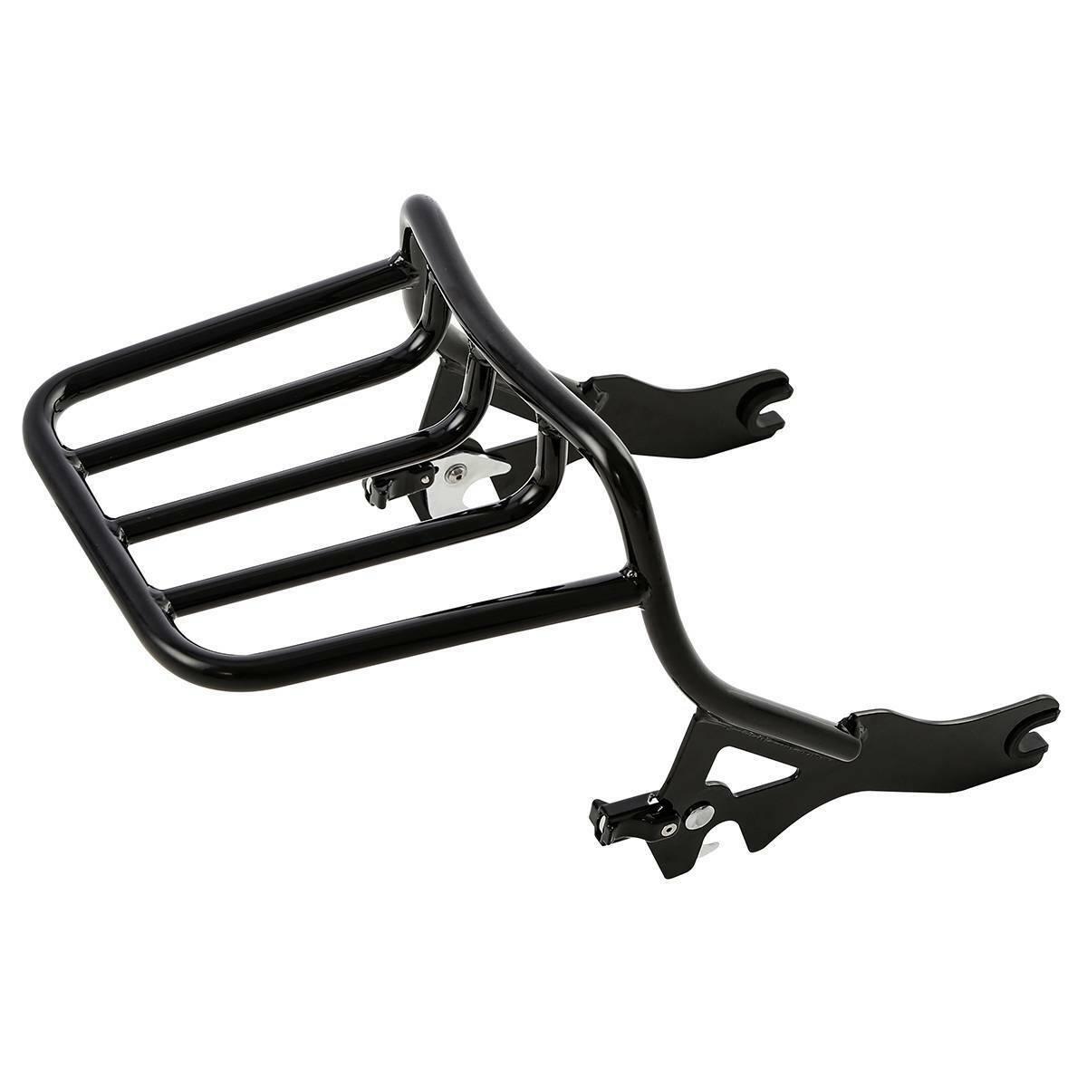 Black 2-up Luggage Rack Fit For Harley Deluxe FLDE Softail Slim 2018-2022 - Moto Life Products