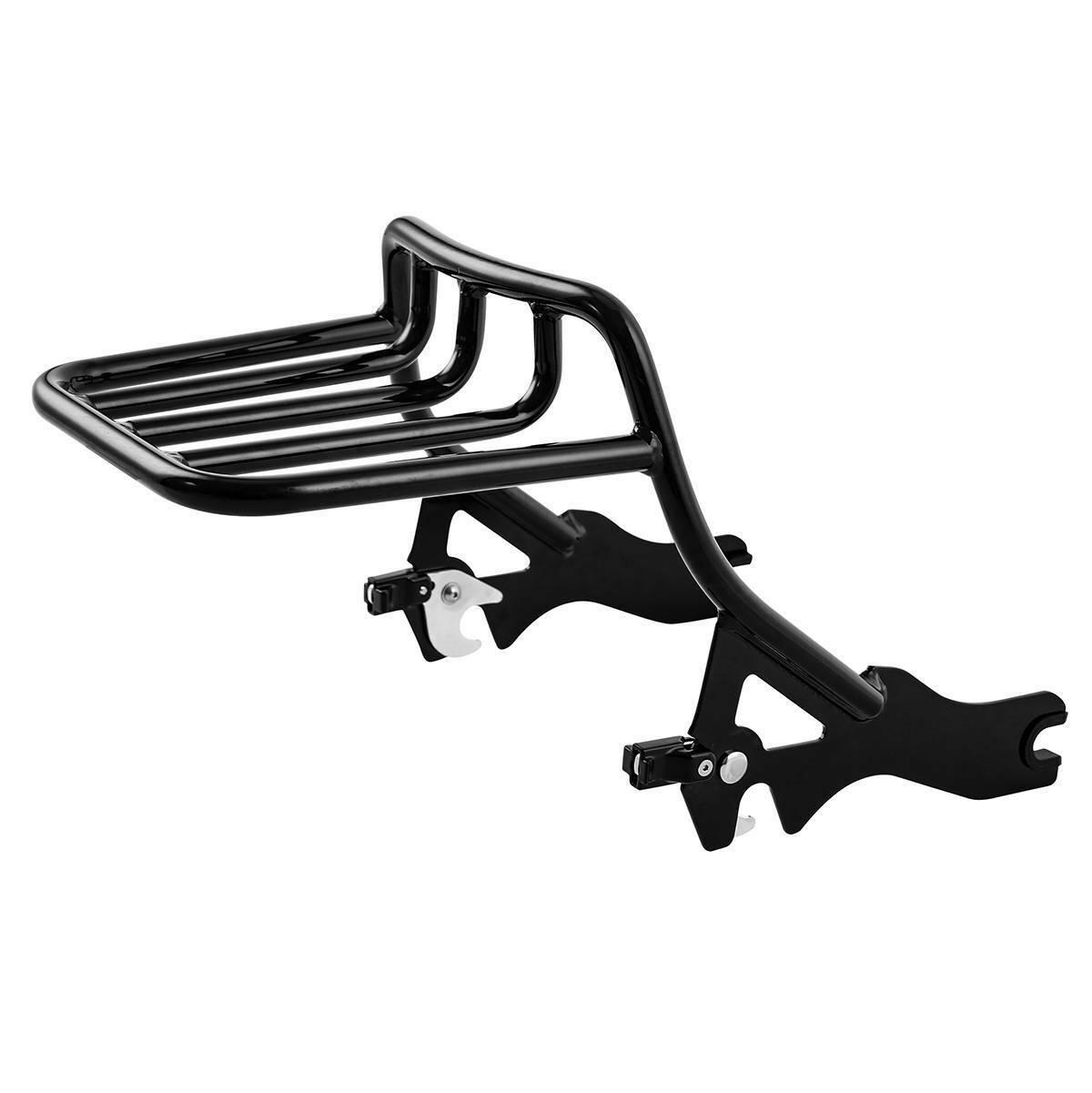 Black 2-up Luggage Rack Fit For Harley Deluxe FLDE Softail Slim 2018-2022 - Moto Life Products