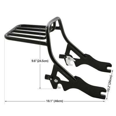 Black 2-up Luggage Rack Fit For Harley Deluxe FLDE Softail Slim 2018-2022 - Moto Life Products
