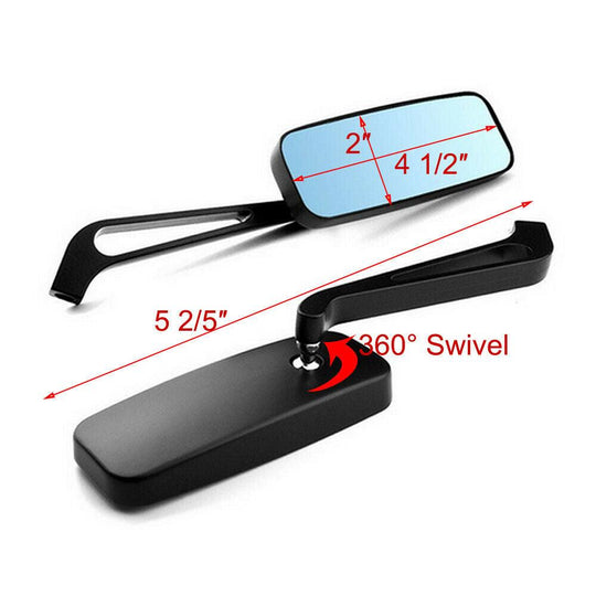 Black Big Side Racing Mirrors For Harley Touring Street Glide Road Glide Electra