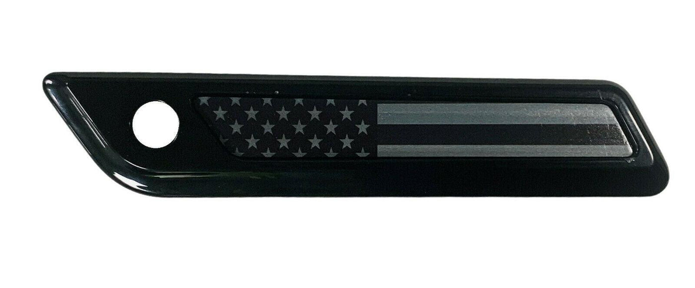 Black & Grey American Flag Saddlebag Latch Inserts for Harley Touring 2014-up - Moto Life Products