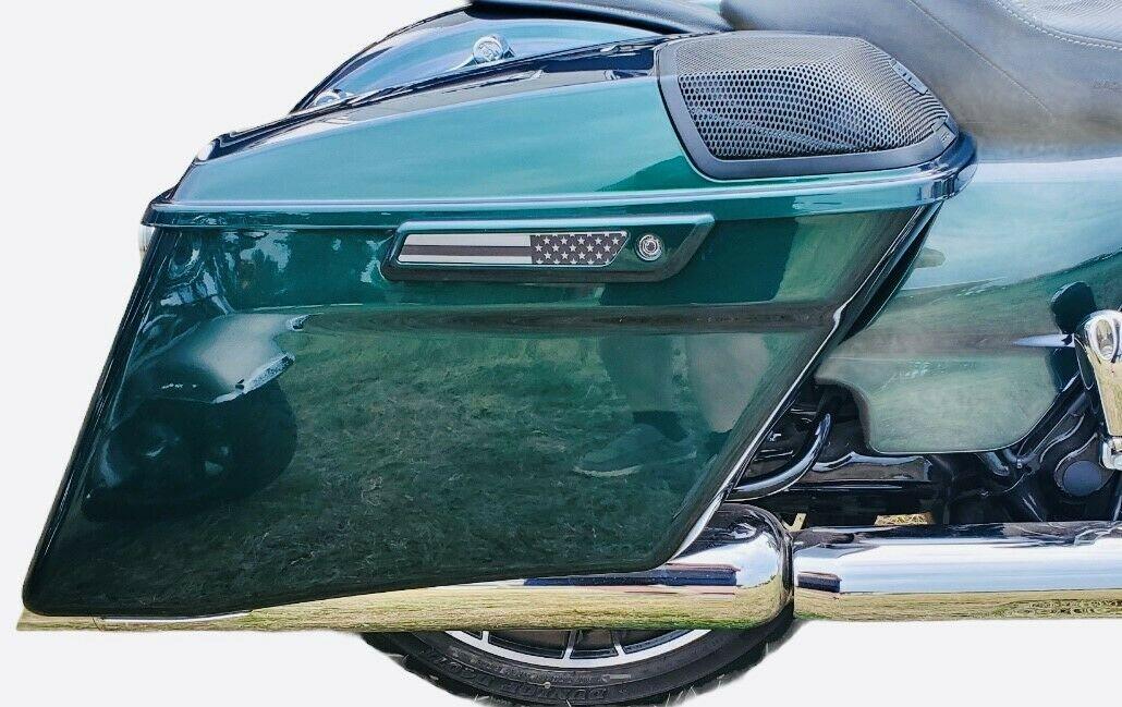 Black & Grey American Flag Saddlebag Latch Inserts for Harley Touring 2014-up - Moto Life Products