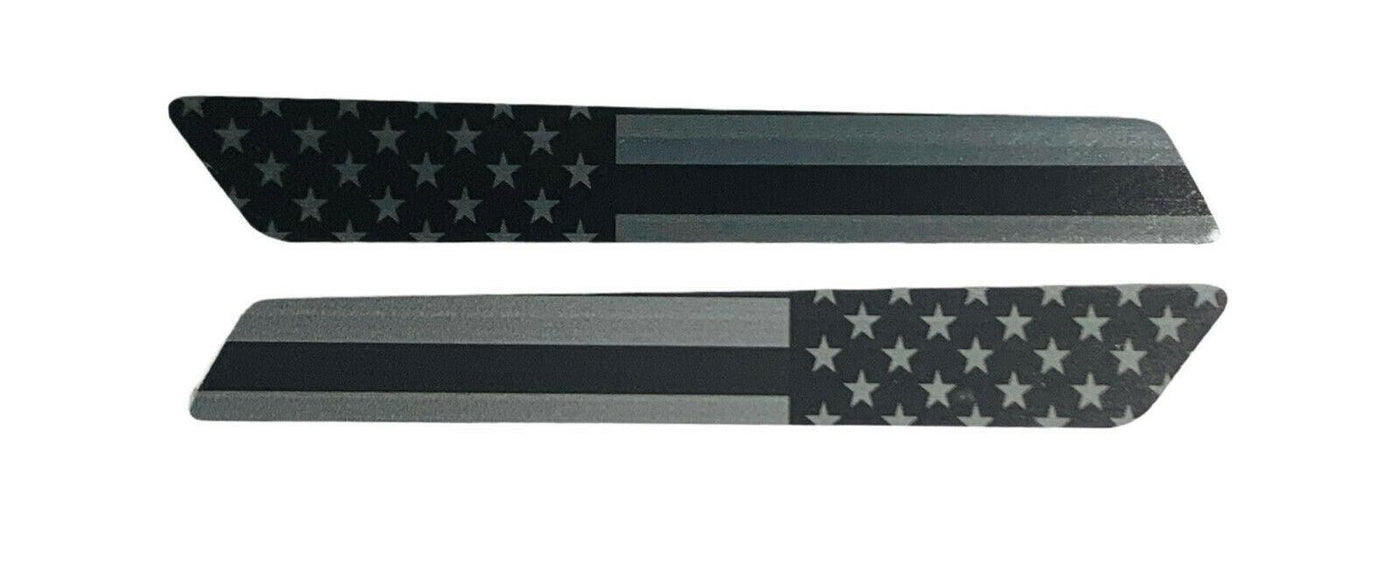 Black & Grey American Flag Saddlebag Latch Inserts for Harley Touring 2014-up - Moto Life Products