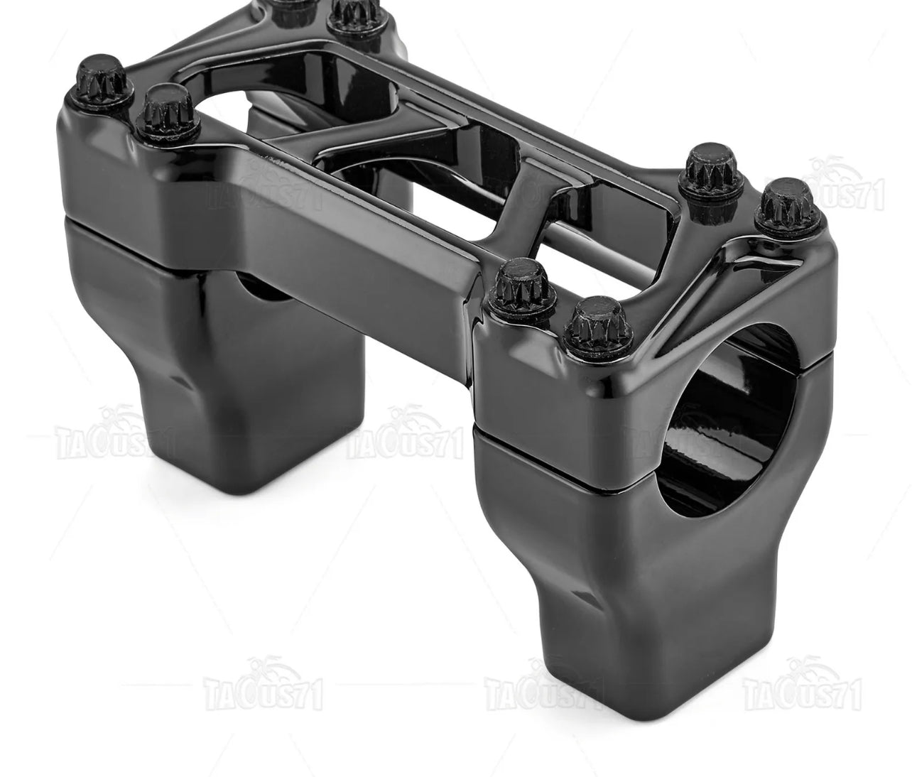 Carved Black 2" Handlebar Risers with 1.25" Top Clamp for Harley Softail Breakout & Touring Models