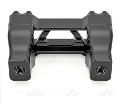 Carved Black 2" Handlebar Risers with 1.25" Top Clamp for Harley Softail Breakout & Touring Models