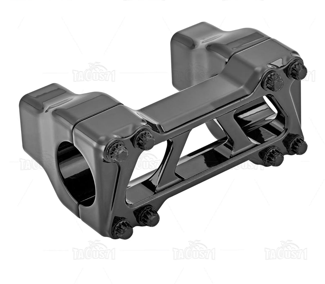 Carved Black 2" Handlebar Risers with 1.25" Top Clamp for Harley Softail Breakout & Touring Models