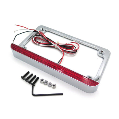Chrome 7"x4" License Plate Frame 6" LED For Honda/Suzuki/Yamaha/Kawasaki/Harley - Moto Life Products