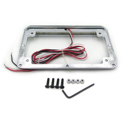 Chrome 7"x4" License Plate Frame 6" LED For Honda/Suzuki/Yamaha/Kawasaki/Harley - Moto Life Products