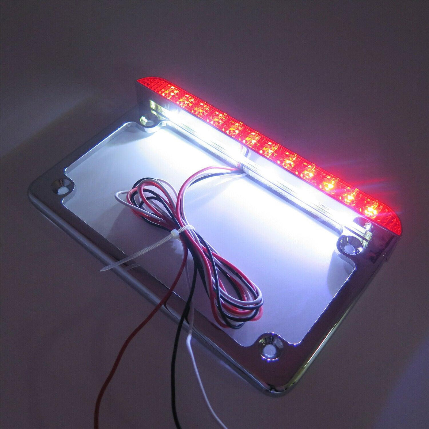 Chrome 7"x4" License Plate Frame 6" LED For Honda/Suzuki/Yamaha/Kawasaki/Harley - Moto Life Products