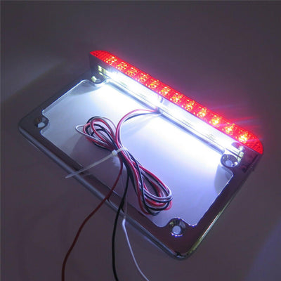 Chrome 7"x4" License Plate Frame 6" LED For Honda/Suzuki/Yamaha/Kawasaki/Harley - Moto Life Products