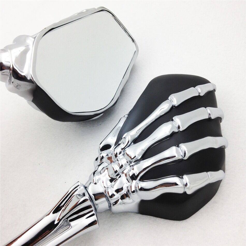 🔥Chrome Black Skull Skeleton Mirrors For Harley Dyna Softail Sportster Touring - Moto Life Products