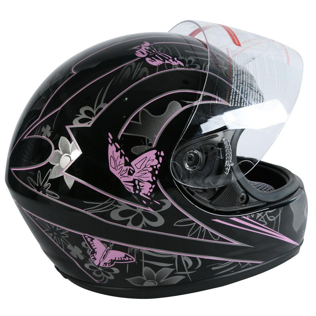 DOT Adult Pink Black Butterfly Full Face Motorcycle Offroad Sport Helmet S~XL - Moto Life Products