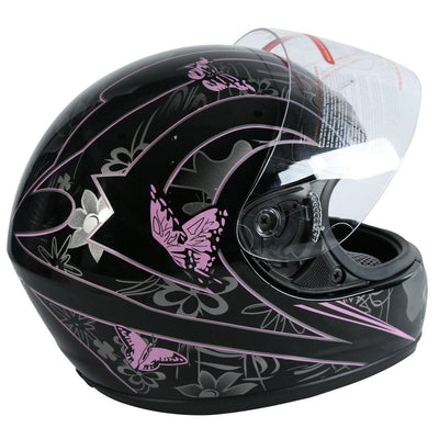 DOT Adult Pink Black Butterfly Full Face Motorcycle Offroad Sport Helmet S~XL - Moto Life Products