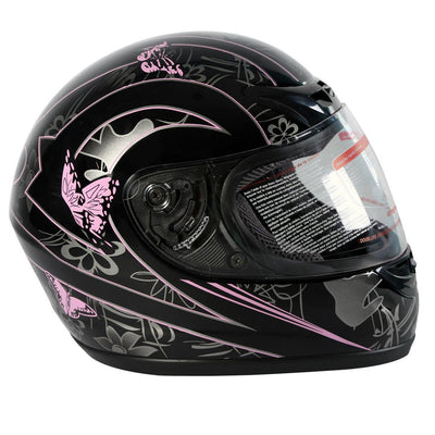 DOT Adult Pink Black Butterfly Full Face Motorcycle Offroad Sport Helmet S~XL - Moto Life Products