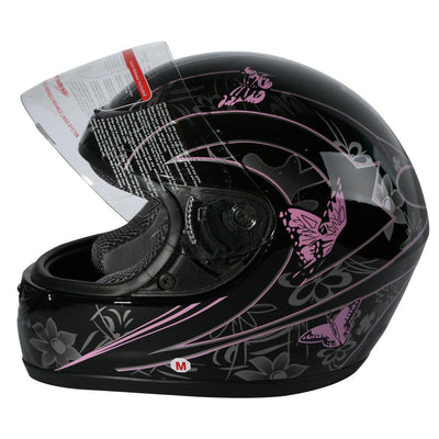DOT Adult Pink Black Butterfly Full Face Motorcycle Offroad Sport Helmet S~XL - Moto Life Products