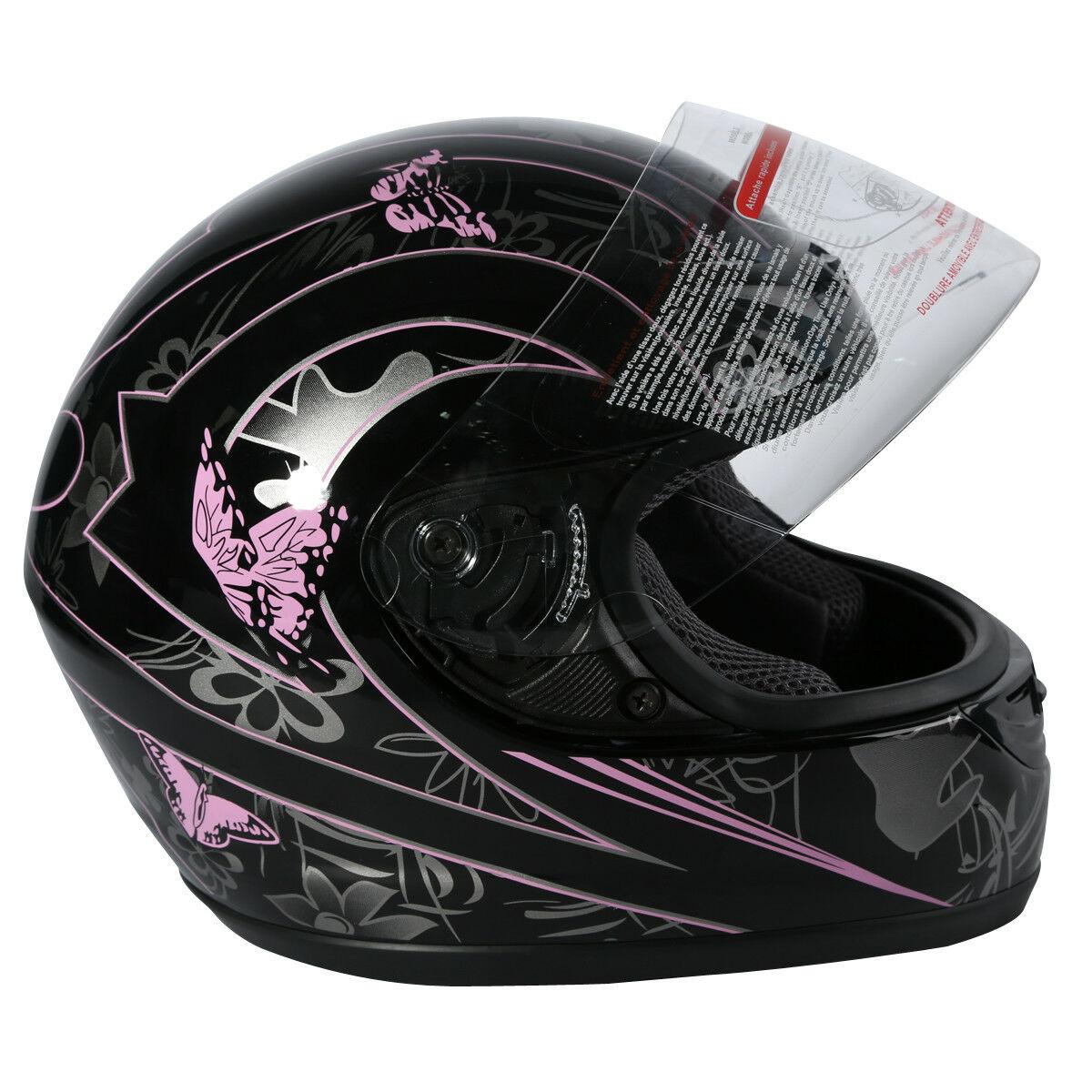 DOT Adult Pink Black Butterfly Full Face Motorcycle Offroad Sport Helmet S~XL - Moto Life Products