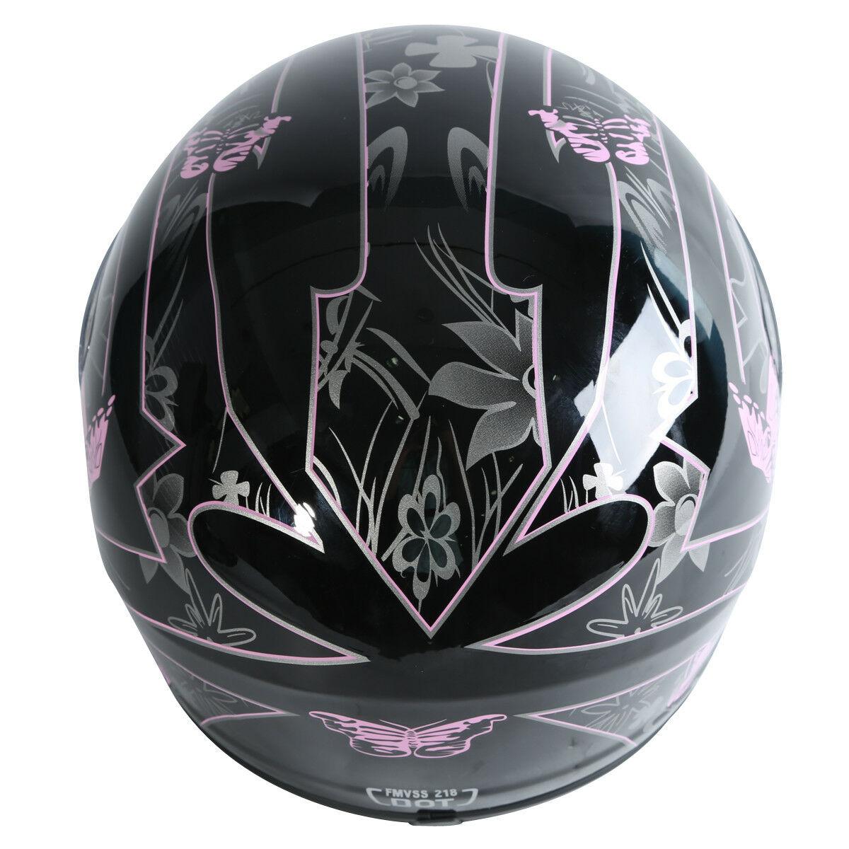 DOT Adult Pink Black Butterfly Full Face Motorcycle Offroad Sport Helmet S~XL - Moto Life Products
