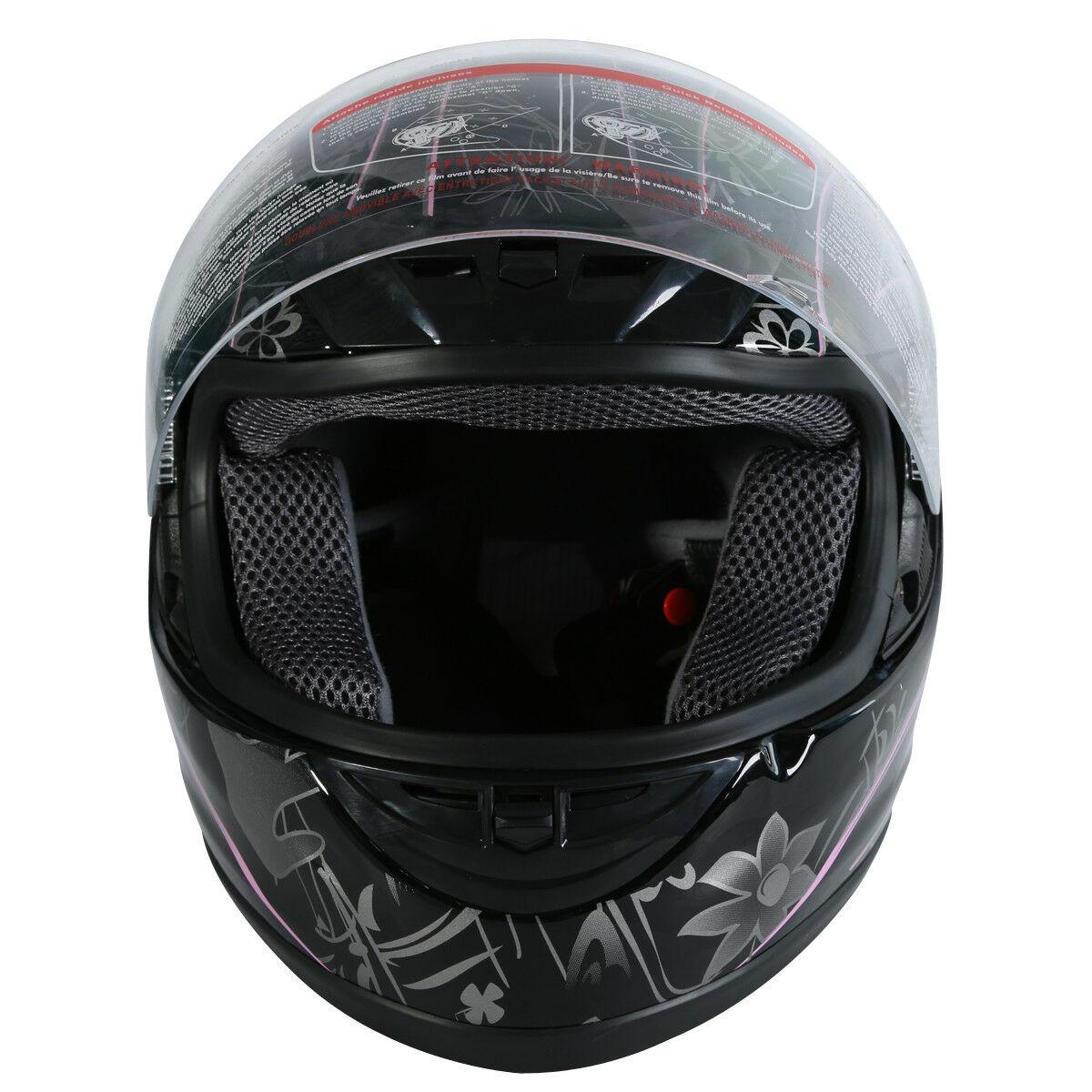 DOT Adult Pink Black Butterfly Full Face Motorcycle Offroad Sport Helmet S~XL - Moto Life Products