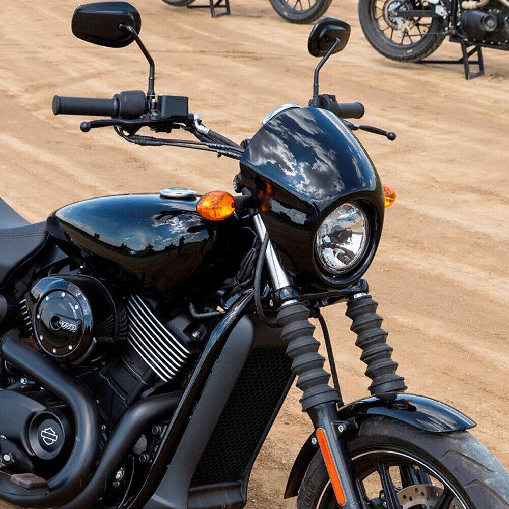 Black Headlight Cowl Fairing Mask For Harley Sportster FX Dyna XL 883 1200 Cafe - Moto Life Products