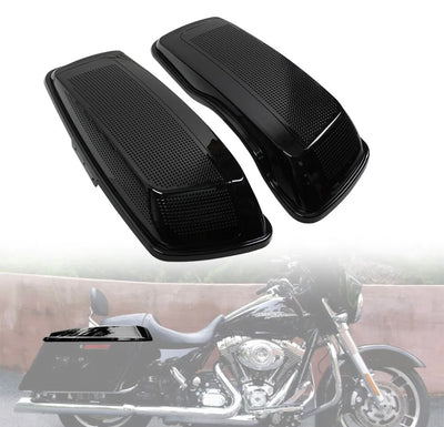 Vivid Black Dual 6x9 Speaker Lids for 2014-Up Harley Touring Models Saddle bags