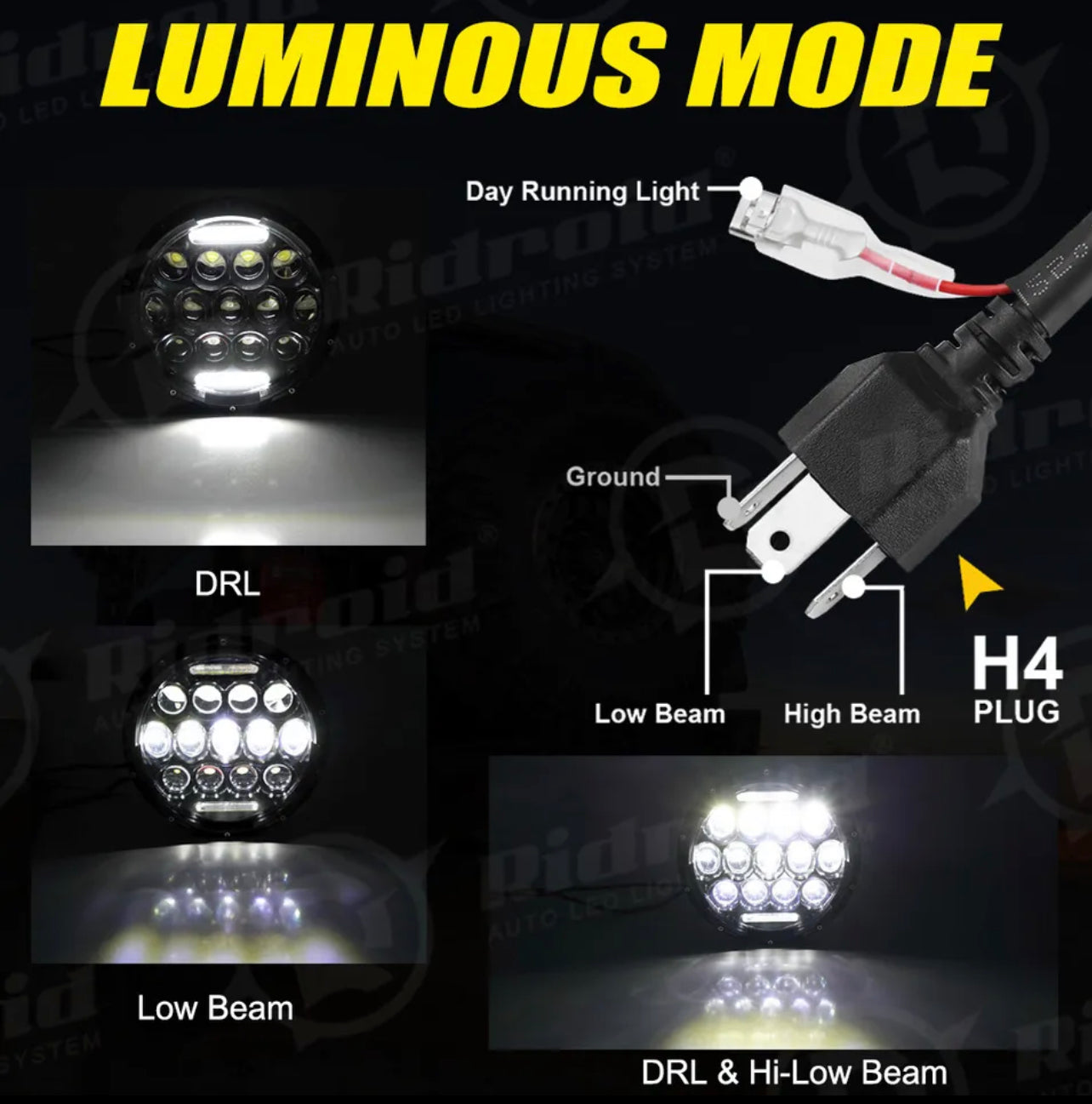 7" inch LED Headlight Hi-Lo Beam DRL Light for Harley Davidson Street Glide FLHX