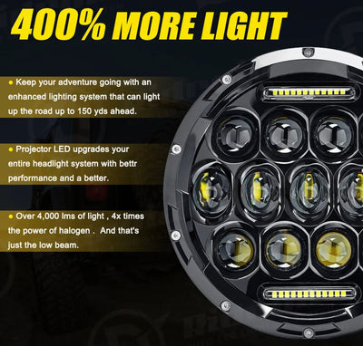 7" inch LED Headlight Hi-Lo Beam DRL Light for Harley Davidson Street Glide FLHX