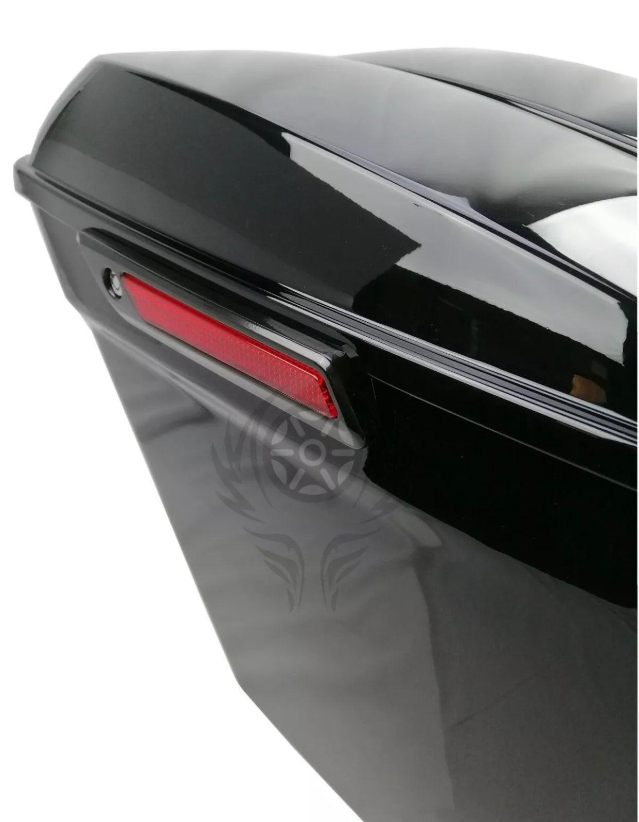 5" Vivid Black Stretched Extended SaddleBags For Harley Touring 14-22 W/ Latch - Moto Life Products