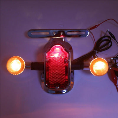 Metal Chrome Tombstone Rear Brake Tail Light Signal Blinker For Harley FL FLSTN - Moto Life Products