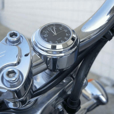 Universal 7/8"-1" Motorcycle Cruiser Bike Handlebar Mount Black Dial Clock Watch - Moto Life Products