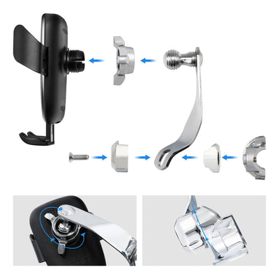1'' Handlebar Switch Phone Holder Automatic Clamping Fit For Harley Street Glide - Moto Life Products