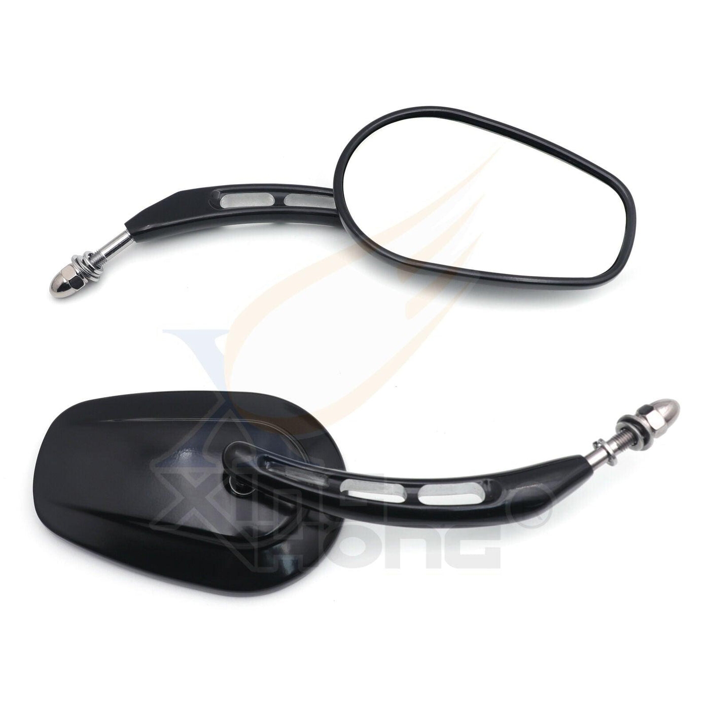 Black Big Side Mirrors For 1982-later Harley Night Train FXSTB Springer Softail - Moto Life Products