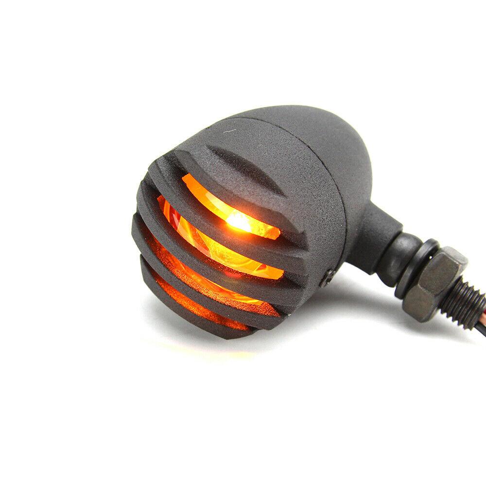 4X Black Motorcycle Turn Signal Mini Grill Bullet Blinker Amber Indicator Lights - Moto Life Products