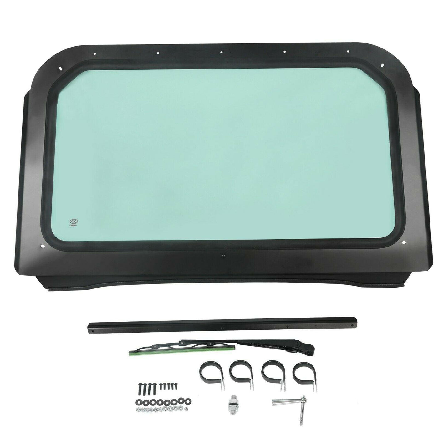 Full Glass Windshield With Wiper Black For Polaris 08-14 RZR 570 800 XP 900 - Moto Life Products