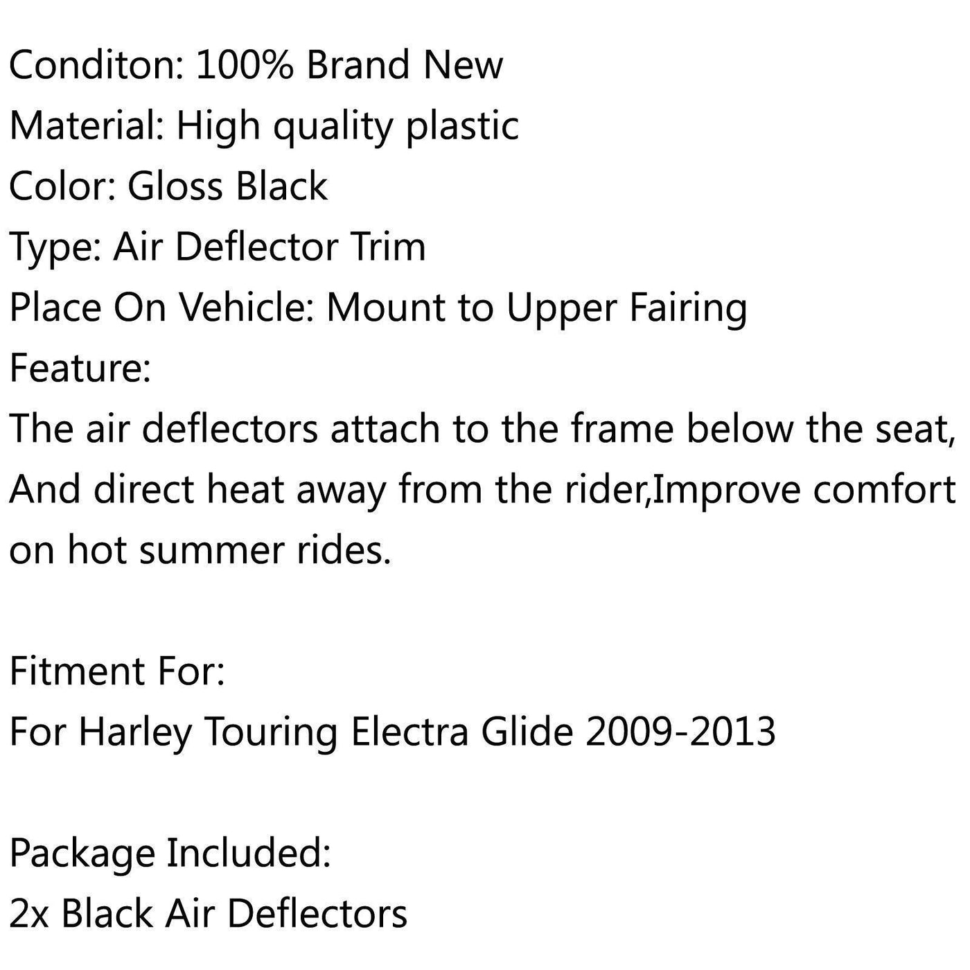 Heat Shield Mid-Frame Air Deflector Trim For Harley Street Glide 2009-18 Black - Moto Life Products