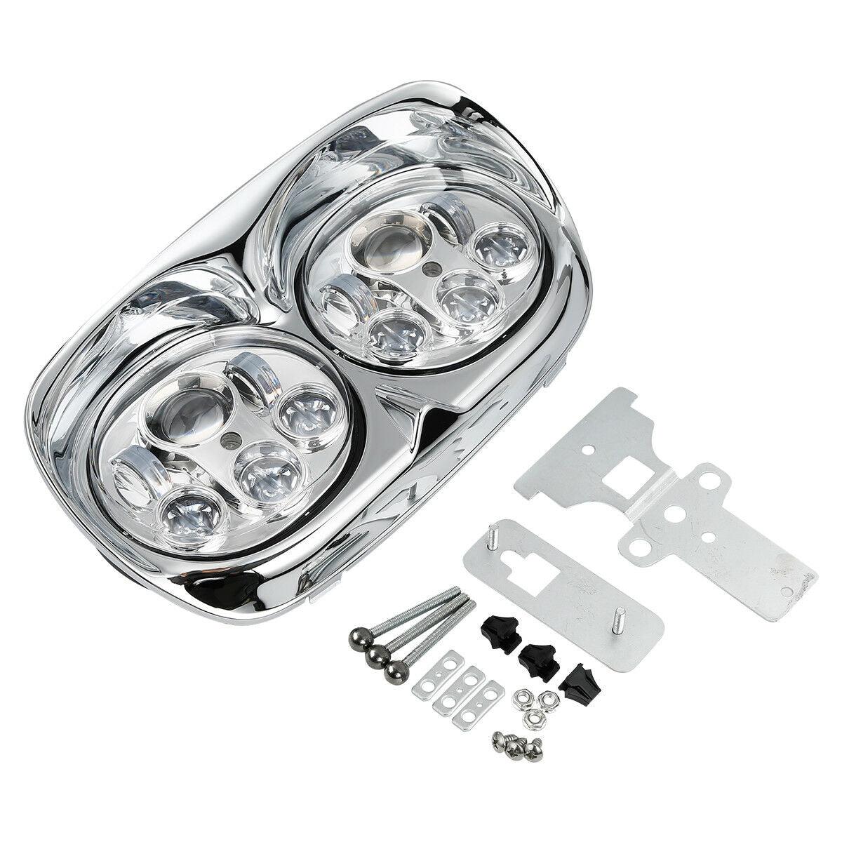 5.75" Dual LED Chrome HeadLight Projector Fit For Harley Road Glide FLTR 98-13 - Moto Life Products