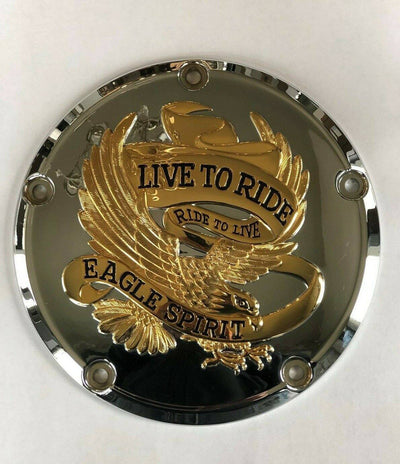 Gold Eagle Live to Ride Clutch Derby Cover For 1999-2018 Harley Twin Cam - Moto Life Products